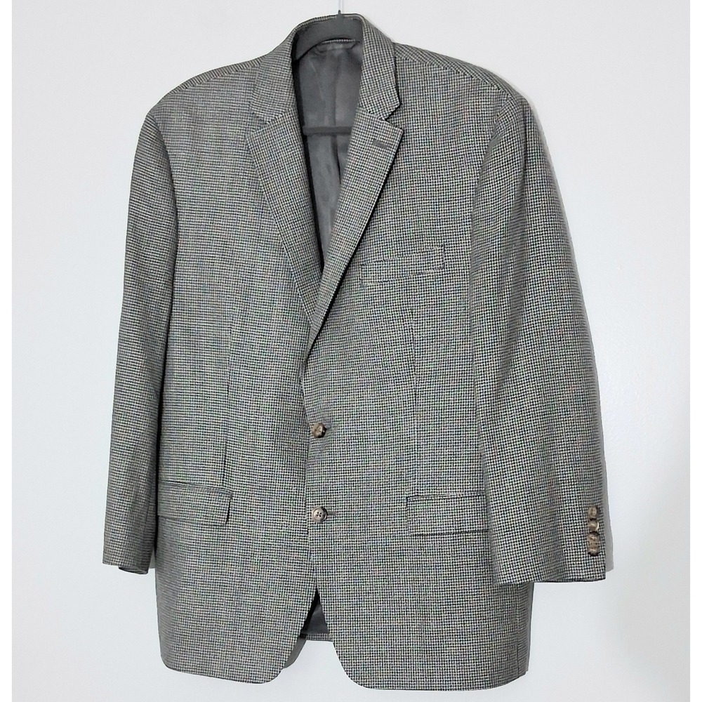 Lauren Ralph Lauren Sports Coat Men's 44R Houndstooth Silk Wool Jacket Blazer